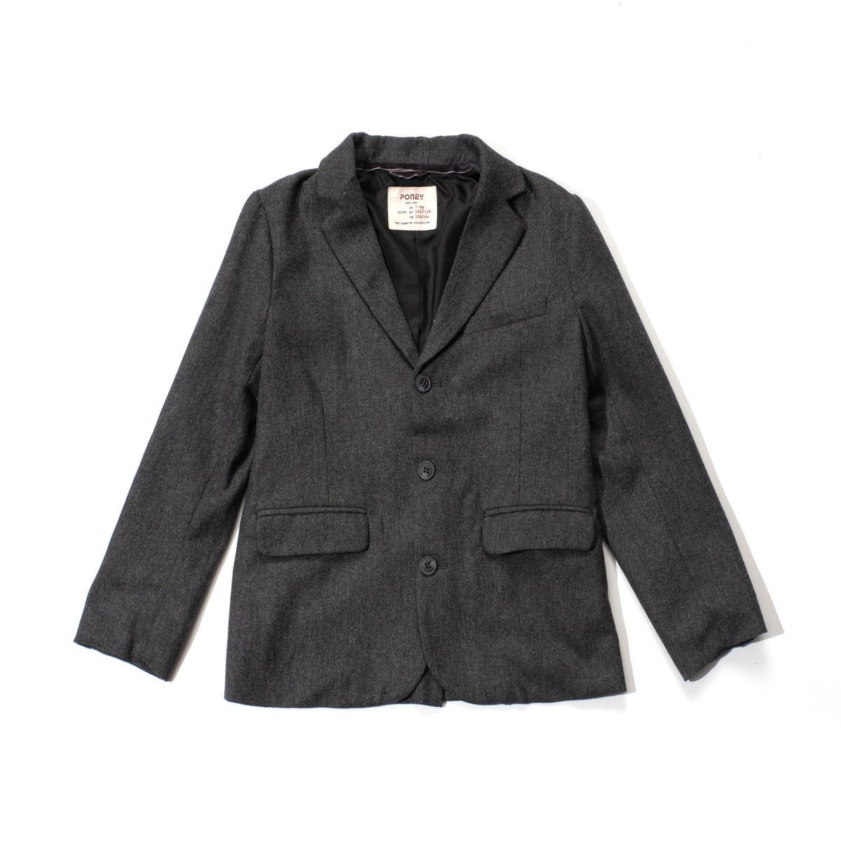 Black jacket. Button Fastened at the front, two large pockets included.