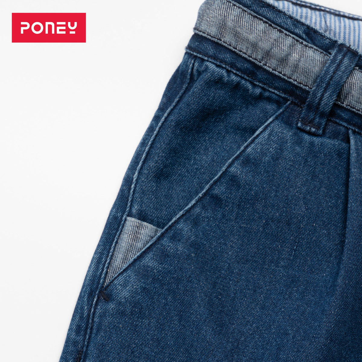 Denim boys joggers, adjustable button on waist band, draw strings included. Logo tag attached at the back. 