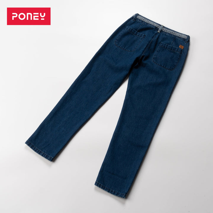 Denim boys joggers, adjustable button on waist band, draw strings included. Logo tag attached at the back. 