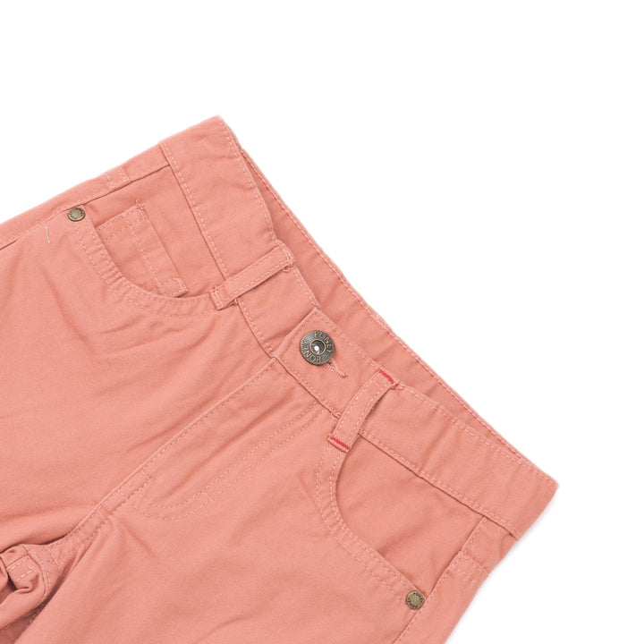 Cantaloupe trouser, two front and back convenient pockets. Button and zipper front fastening. Poney logo embroidered at the back pocket.