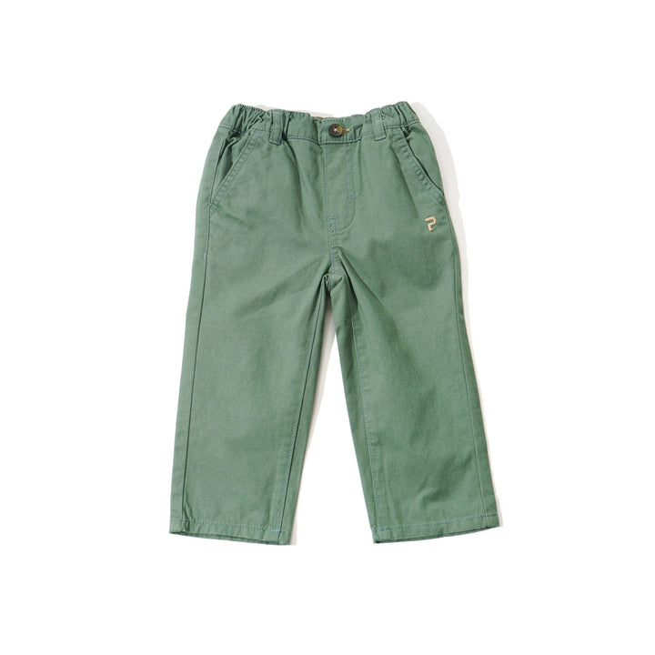Elasticated, Olive green trouser, front and back pockets. Front button and zipper fastening, Embroidered Poney logo at the back pocket.