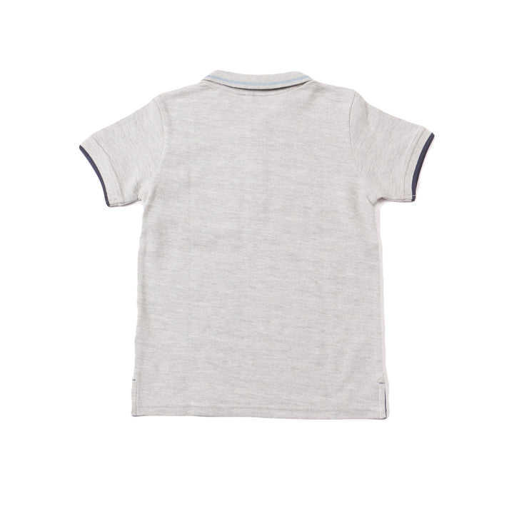 Melange Polo, Rib-Knit Collar, Short Sleeve, Front Button.  