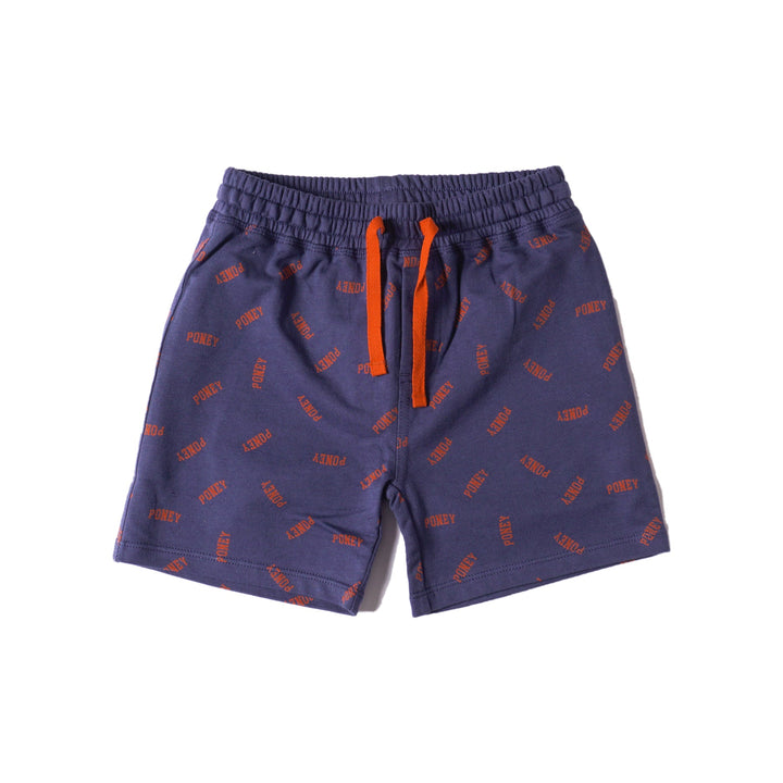 Navy Shorts,Easy pull-on Shorts, Fully Elasticated waistband with a drawcord, colourful logo prints all over.
