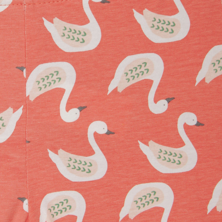 Orange Leggings, Duck design all-over, Full Length with elastic waistband.