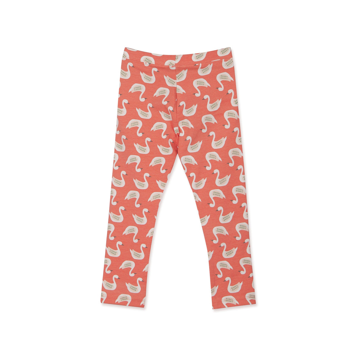 Orange Leggings, Duck design all-over, Full Length with elastic waistband.