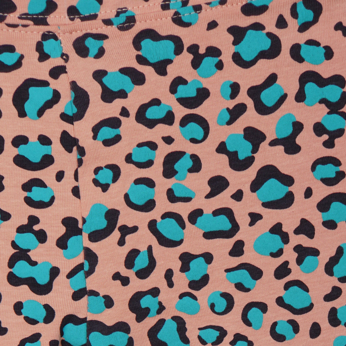 Peach Leggings with sea green Cheetah all over. Elasticated waist and full length. 