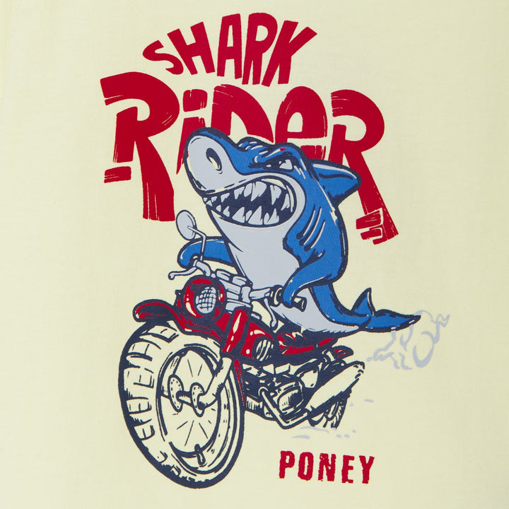Shark Rider theme Lemon yellow top, shoulder button fastenings. 
