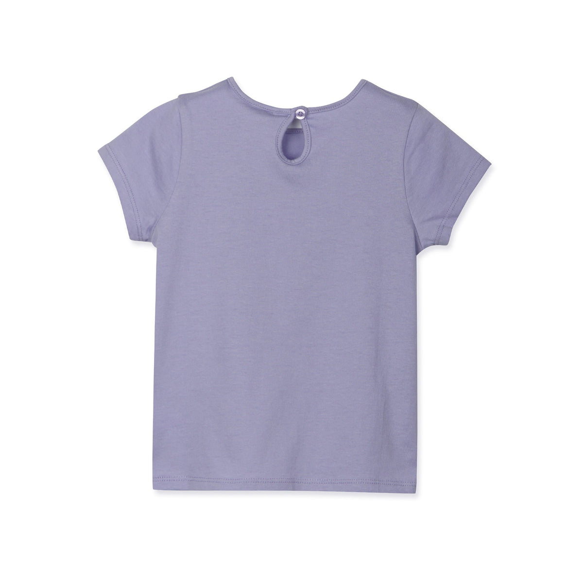 Purple "hug me with love" t-shirt with a buttoned nape. 