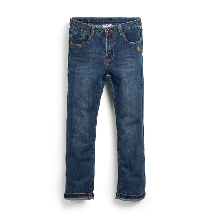 Smart Boys Fade Jeans, front and back pockets, metallic button, zipper front fastening, embroidered logo. 